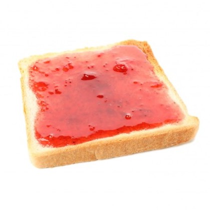 Bread toast with jam and butter