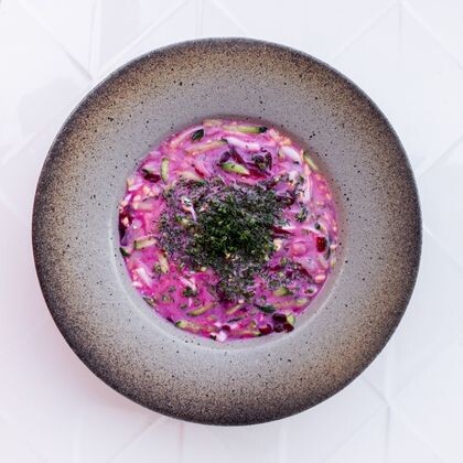 Chilled Beetroot Coconut Soup (Svekolnik) (GF, LF, SF)