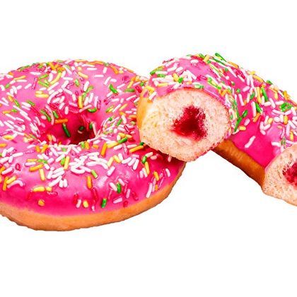 Пончик с клубничной глазурью