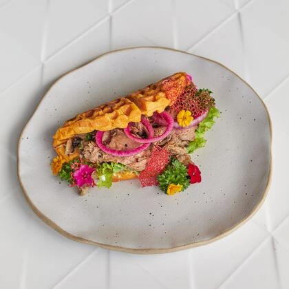 Protein Waffle Sandwich with Roasted Beef (GF, LF, SF