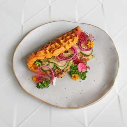 Protein Waffle with Chicken Patty (GF, LF, SF)