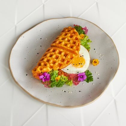 Morning Protein waffle Sandwich (GF, LF, VGT)