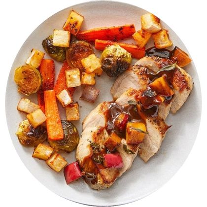 Grilled pork and vegetables