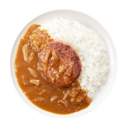 Hamburger steak with curry and rice