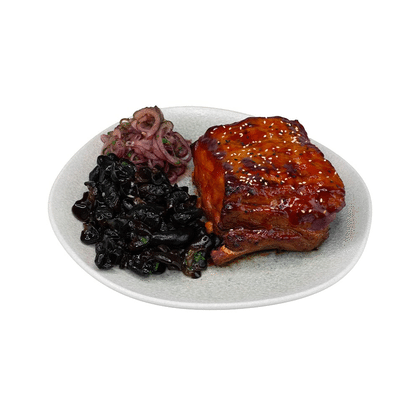 Рёбра в кисло - сладком соусе с грибами и луком