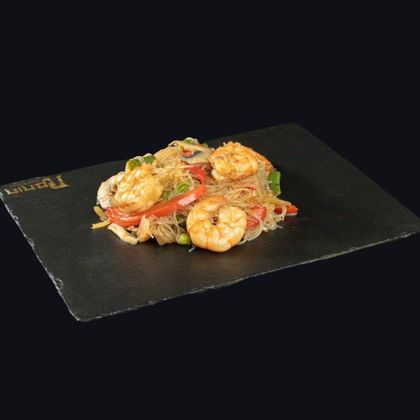 Wok фунчоза с креветками