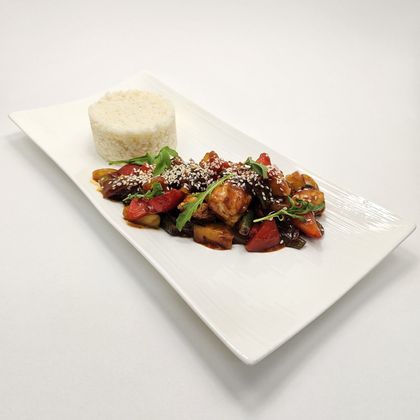 Курин. грудка с овощ. в соусе терияки с рисом