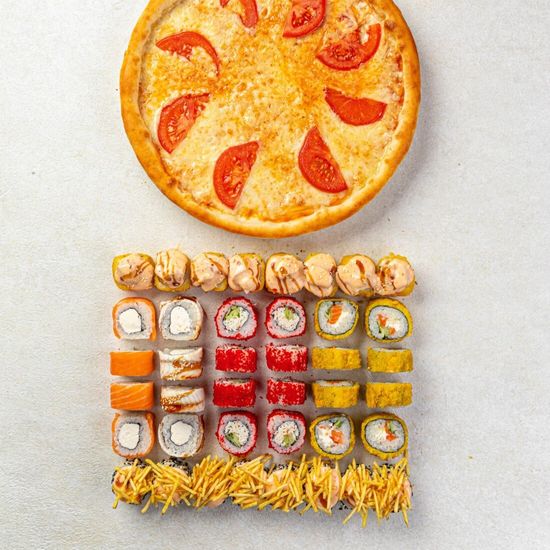 Сет №1 - 40 шт + пицца «Маргарита» в подарок + 1л Coca-cola  в подарок