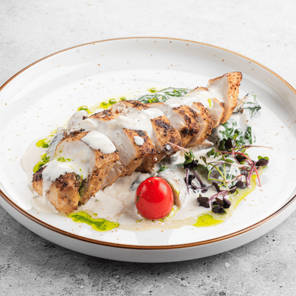 Куриный стейк в сливочно-шпинат.соусе