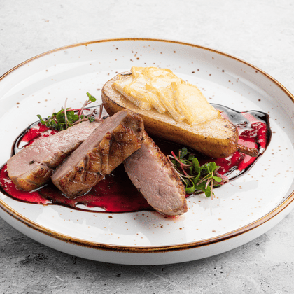 Утиное филе с грушей камамбером под клюквенным соусом ДТ новый