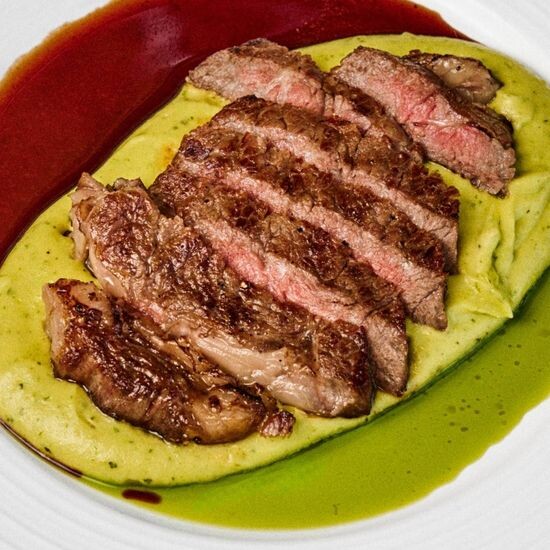 Rib Eye with Basil Purée