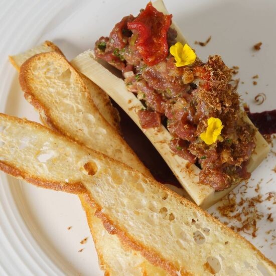 Beef Tartare with Bloody Sauce and Dried Tomatoes