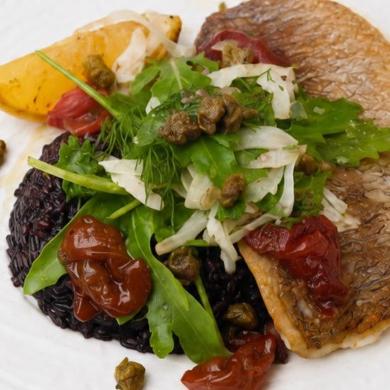 Pan-Seared Seabass with Riceberry