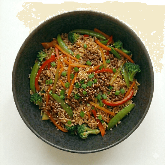 Fried Rice with Beef 🍚
386 kcal · P: 23g · 360g