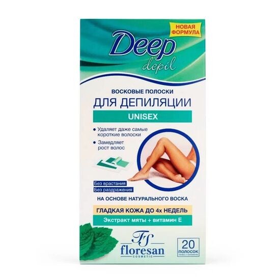 Восковые полоски Floresan Deep Depil Unisex с мятой