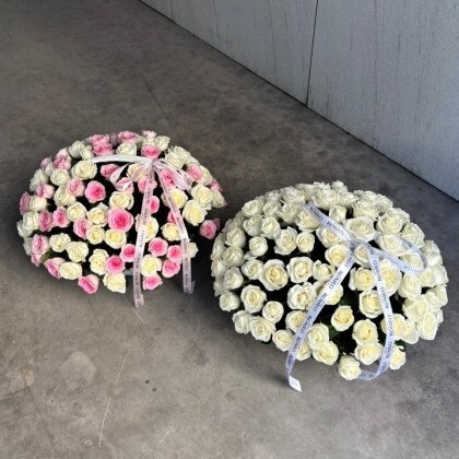 101 роза  в корзине