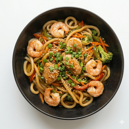 Udon with Shrimp 🍜
329 kcal · P: 19g · 360g