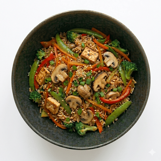 Fried Rice with Mushrooms & Tofu 🌿
311 kcal · P: 12g · 380g