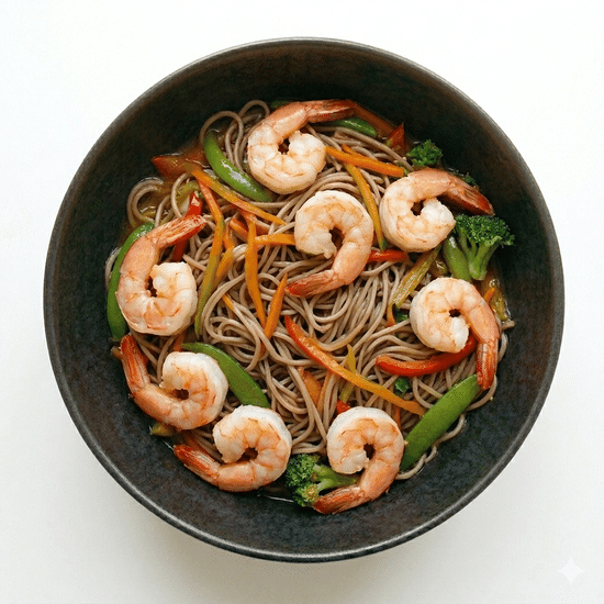 Soba with Shrimp 🥢
305 kcal · P: 21g · 360g