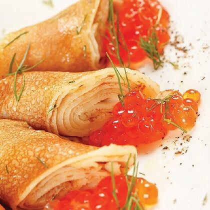 Блинчики с красной икрой